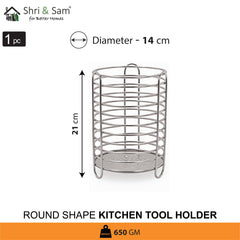 Stainless Steel Round Shape Kitchen Tool Holder