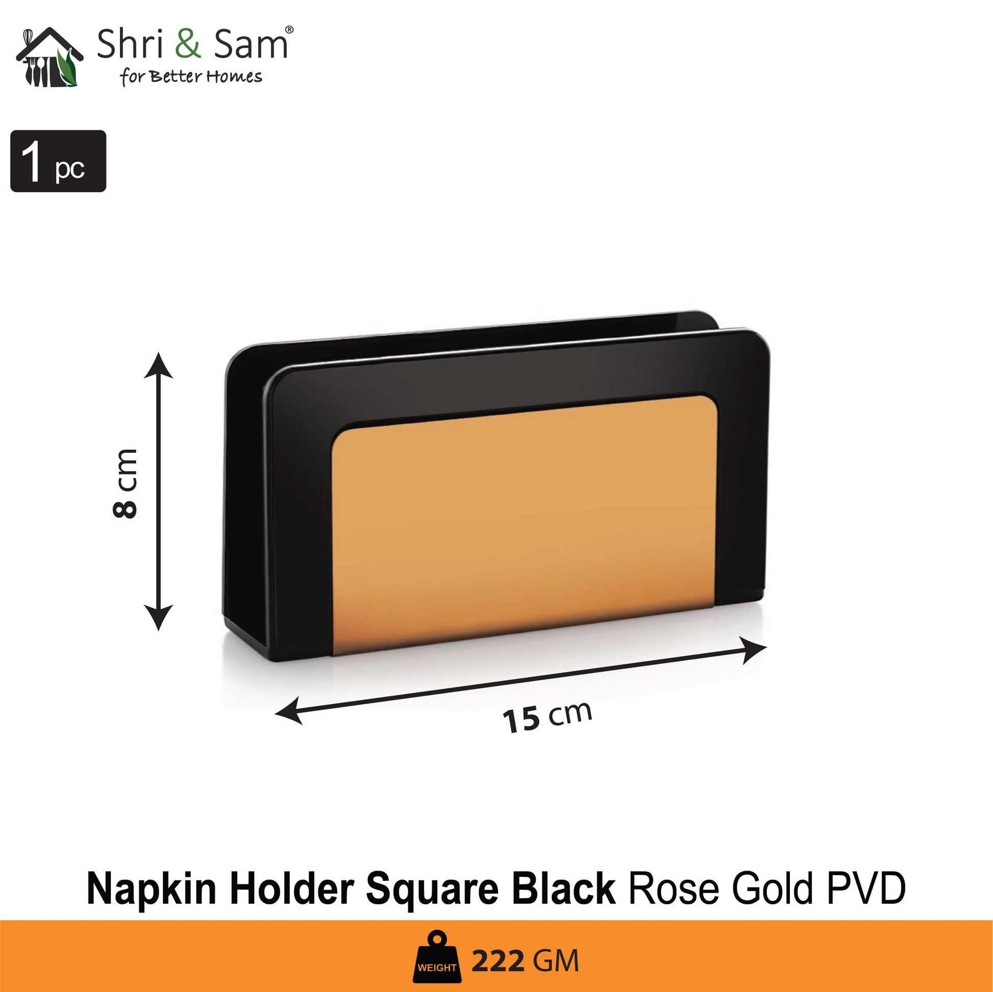 Stainless Steel Square Black Napkin Holder