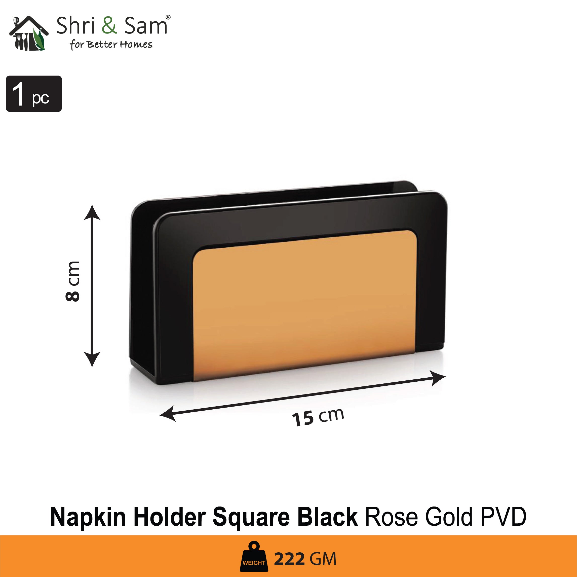 Stainless Steel Square Black Napkin Holder