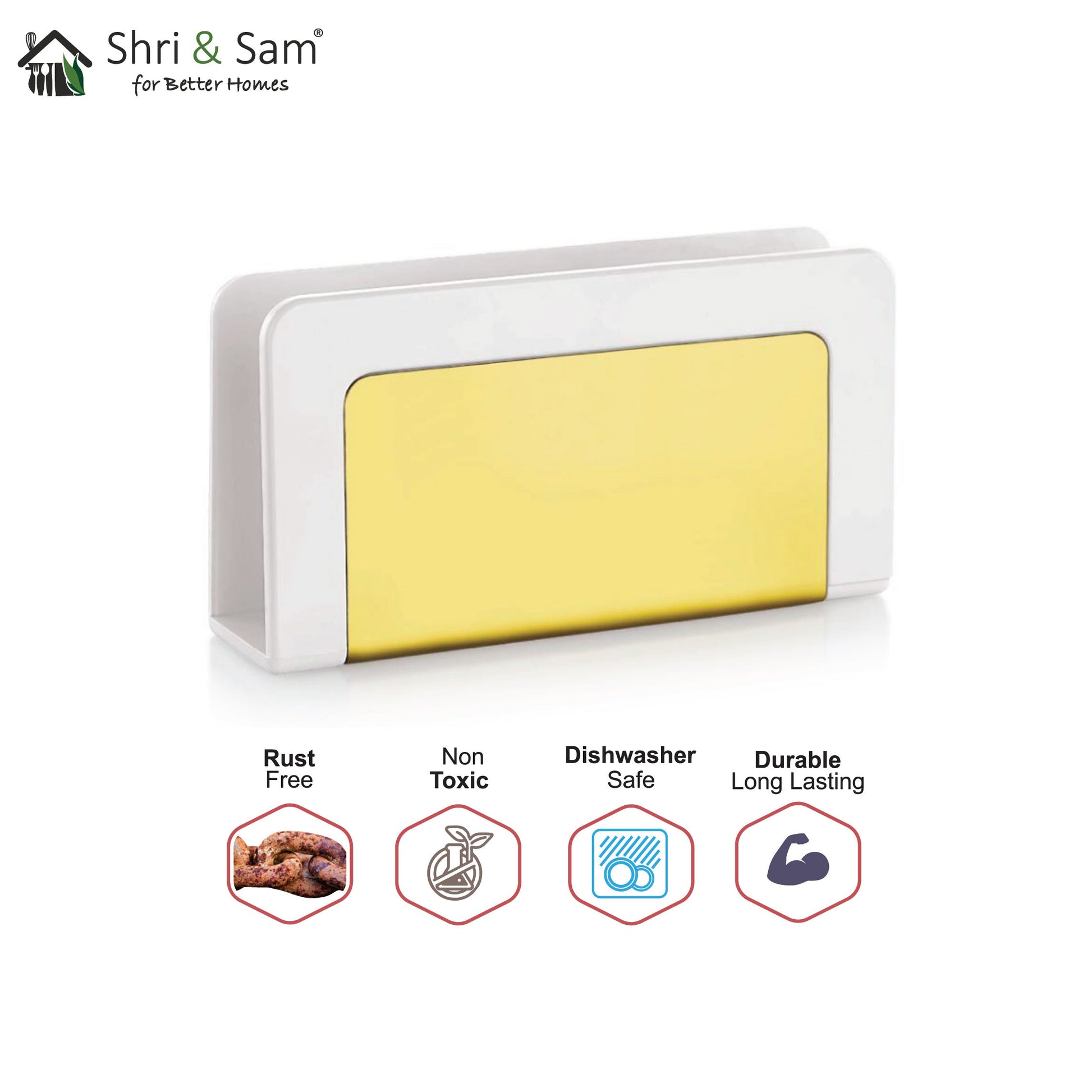 Stainless Steel Square Cera Napkin Holder