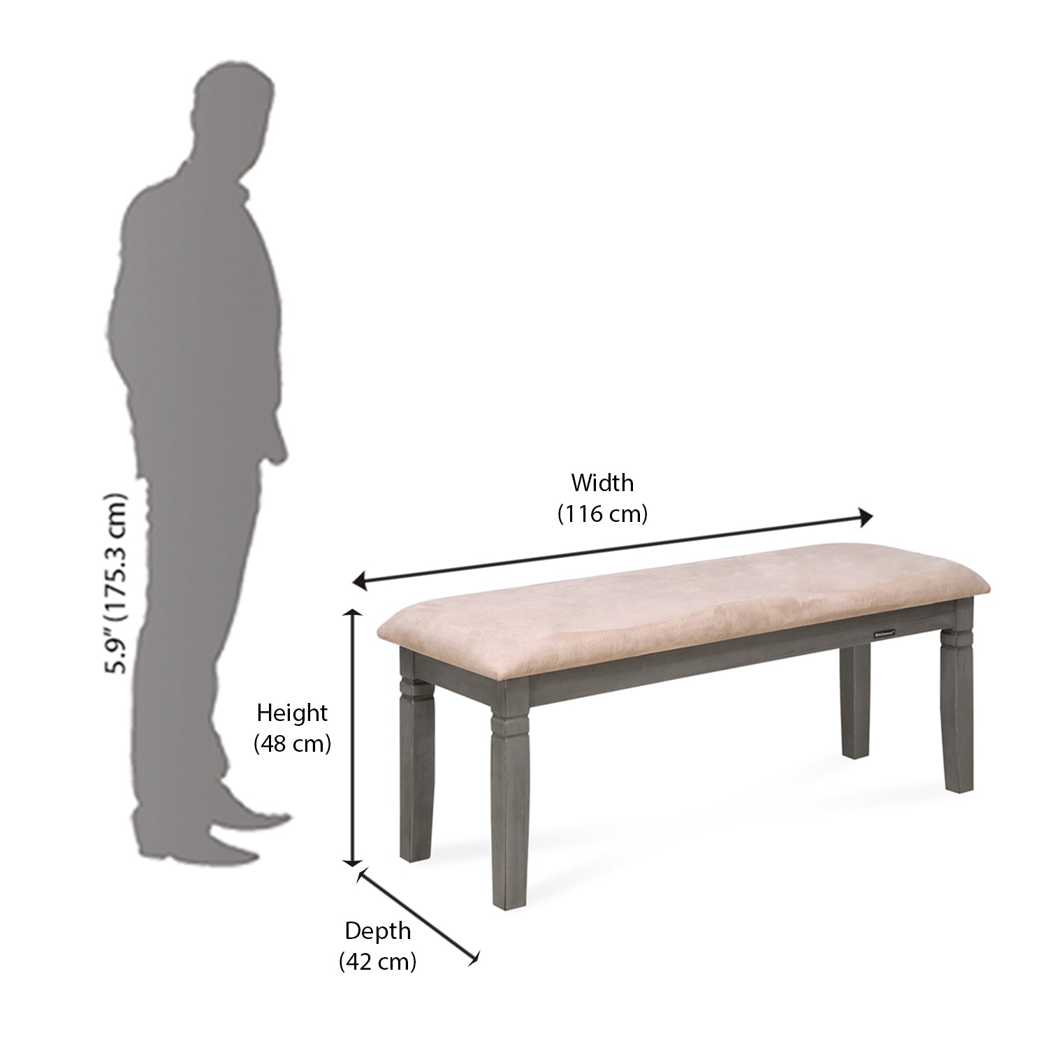 Nilkamal Stanfield 6 Seater Dining Set with Bench (Grey)