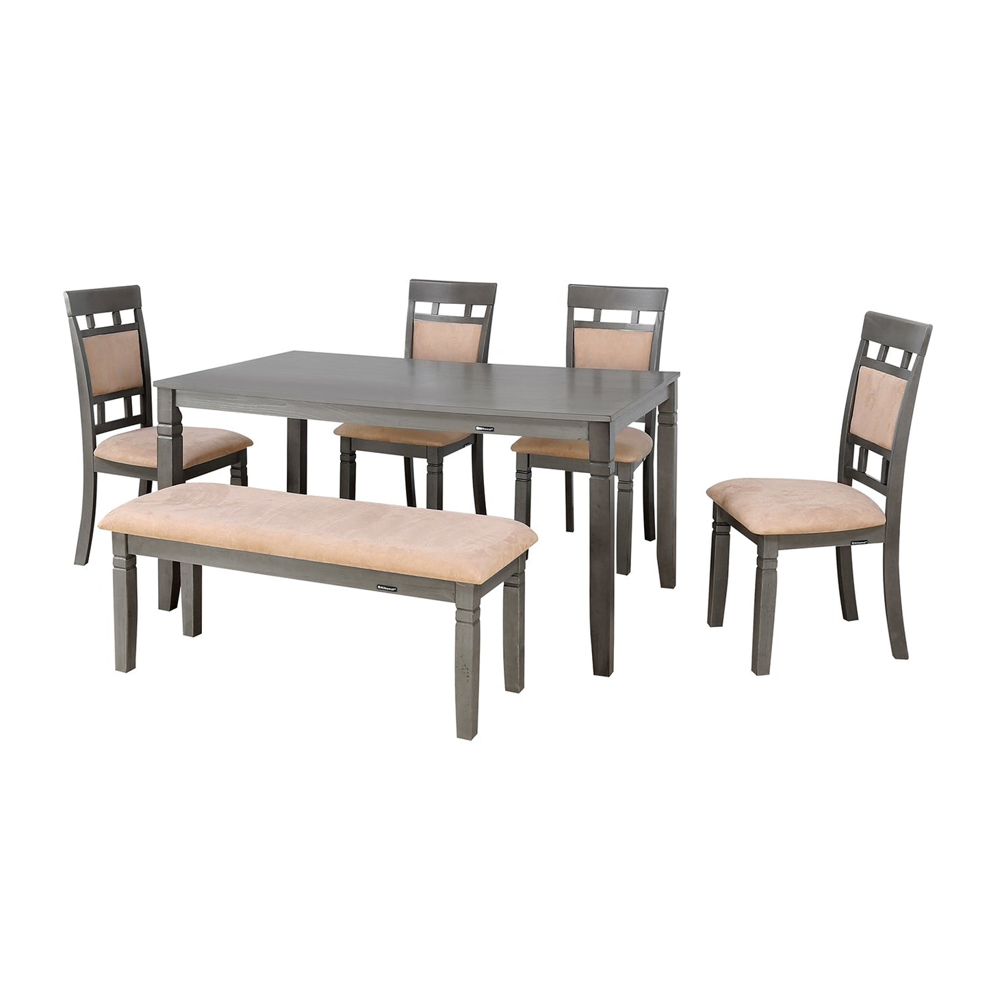 Nilkamal Stanfield 6 Seater Dining Set with Bench (Grey)
