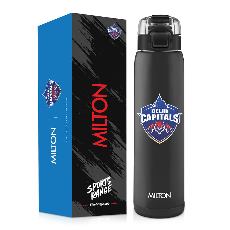 Sports Steel Edge UV Printing Thermoware Bottle With Twin Lid - Delhi Capitals (DC) - Milton