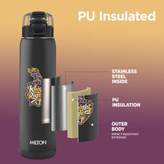 Sports Steel Edge UV Printing Thermoware Bottle With Twin Lid - Kolkata Knight Riders (KKR) - Milton