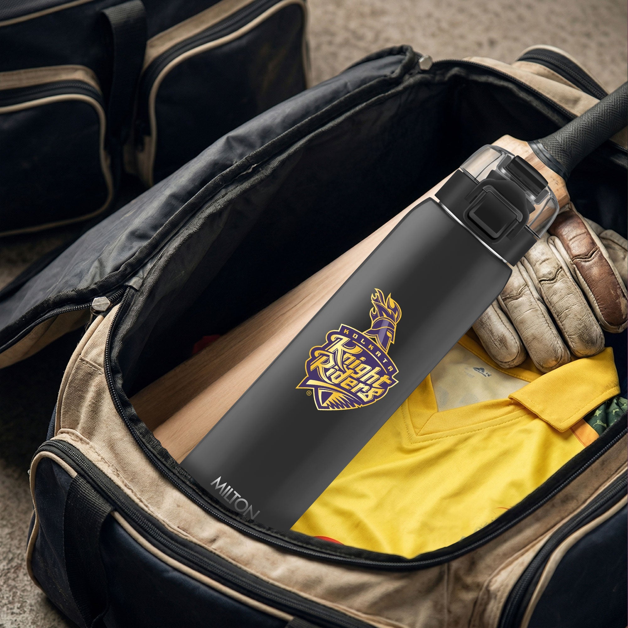 Sports Steel Edge UV Printing Thermoware Bottle With Twin Lid - Kolkata Knight Riders (KKR) - Milton