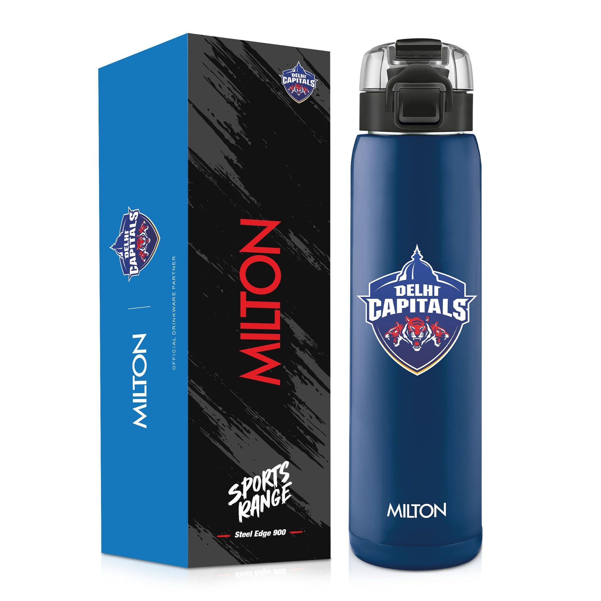 Sports Steel Edge UV Printing Thermoware Bottle With Twin Lid - Delhi Capitals (DC) - Milton