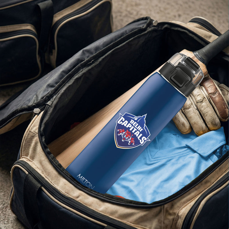 Sports Steel Edge UV Printing Thermoware Bottle With Twin Lid - Delhi Capitals (DC) - Milton