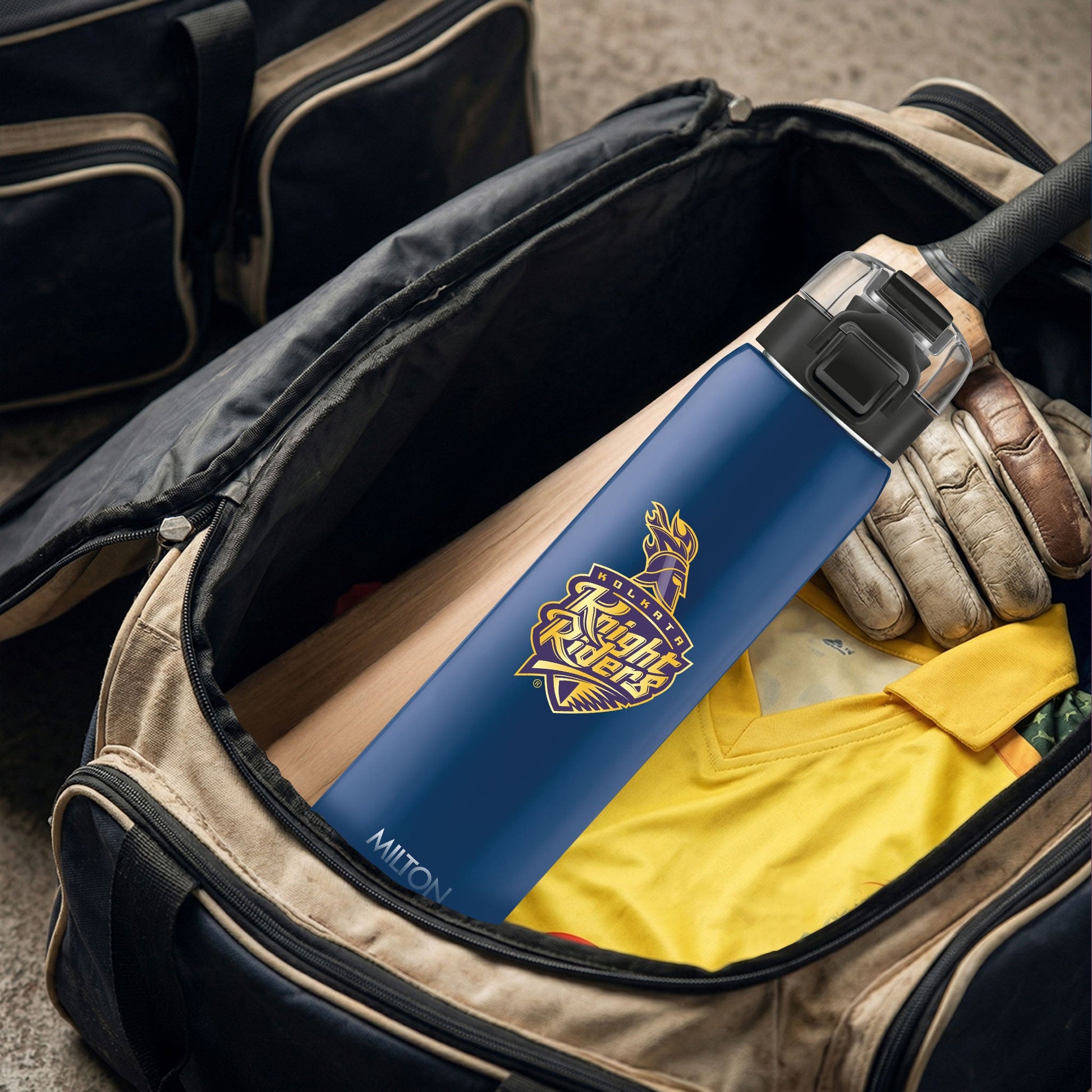 Sports Steel Edge UV Printing Thermoware Bottle With Twin Lid - Kolkata Knight Riders (KKR) - Milton