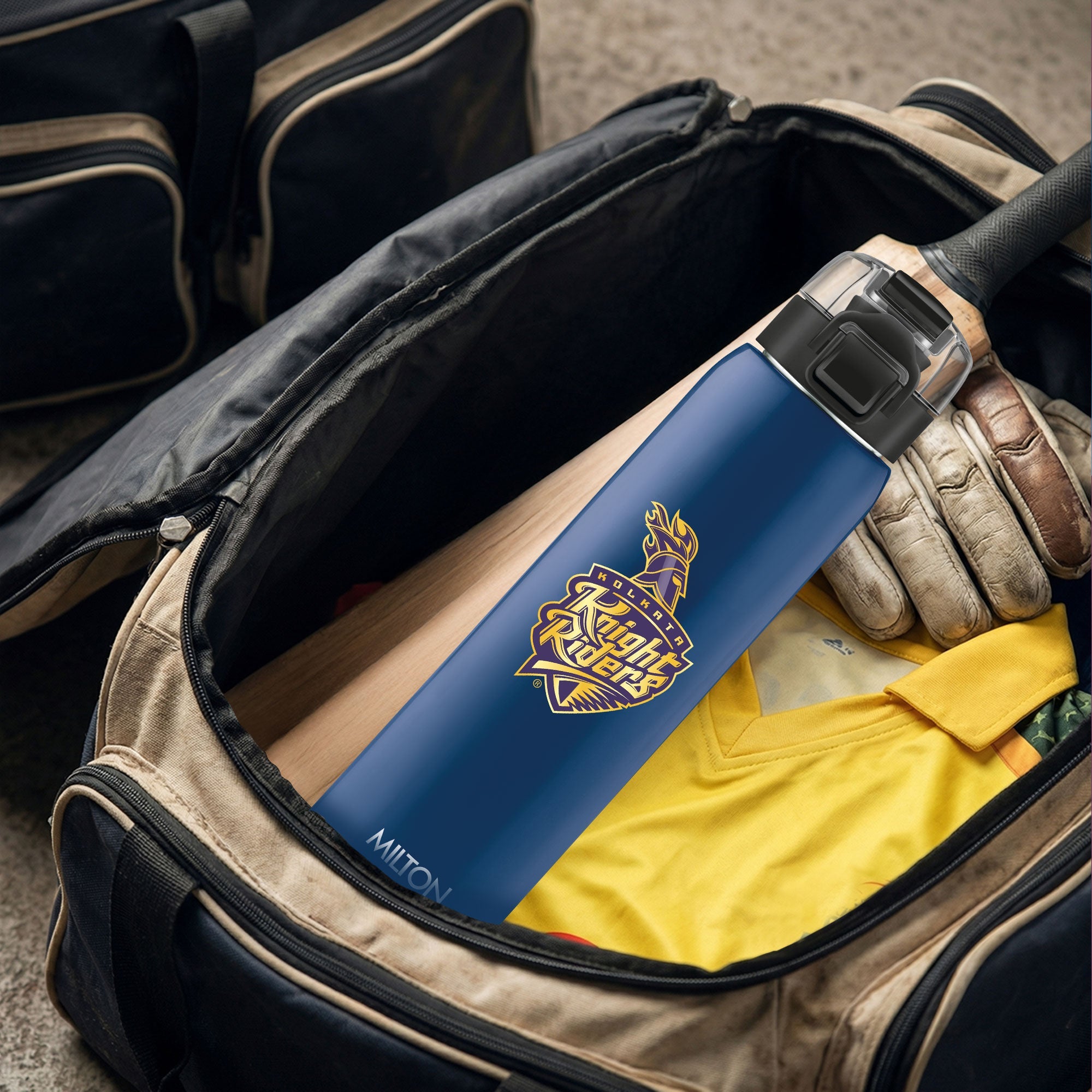 Sports Steel Edge UV Printing Thermoware Bottle With Twin Lid - Kolkata Knight Riders (KKR) - Milton