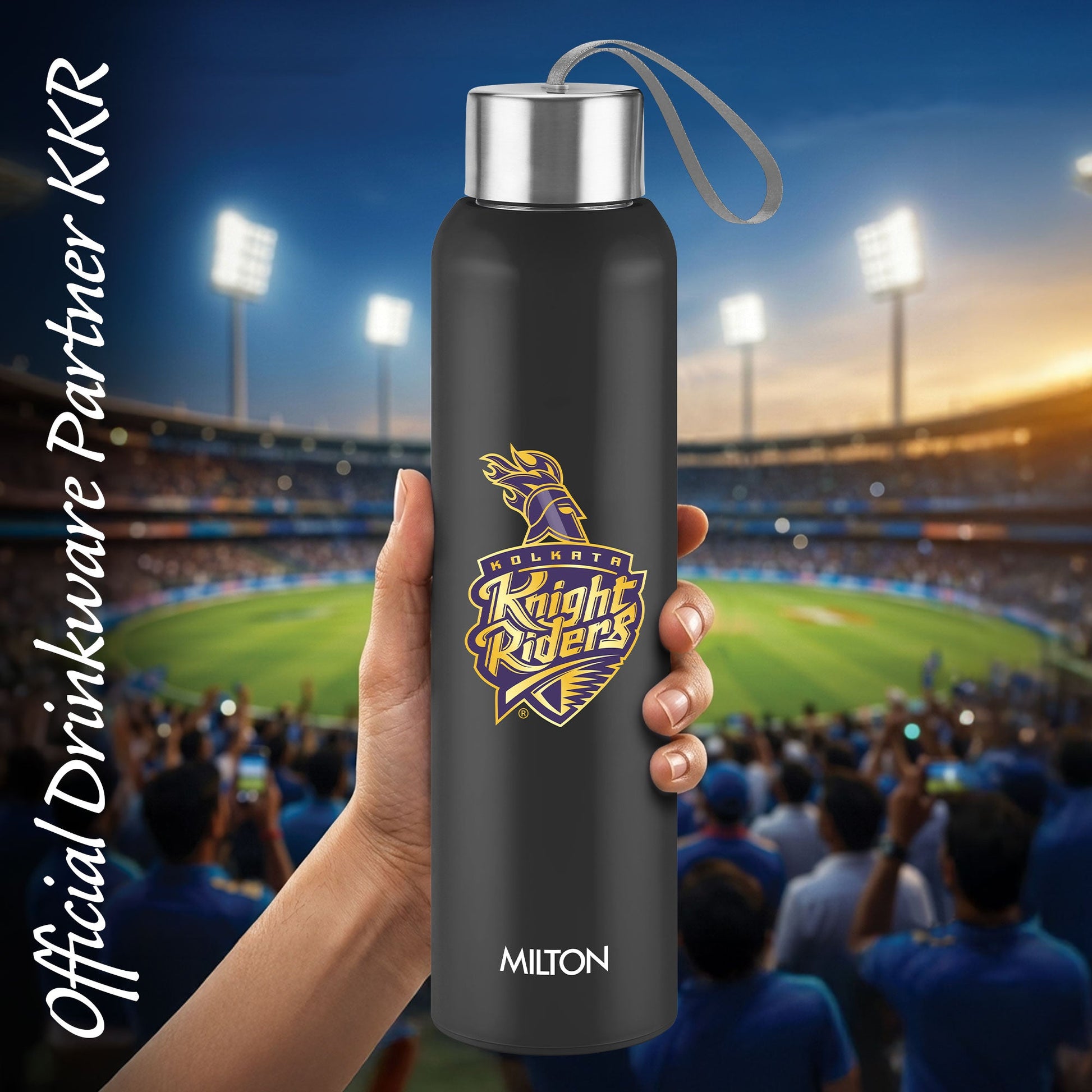 Sports Steel Halo UV Printing Water Bottle - Kolkata Knight Riders (KKR) - Milton