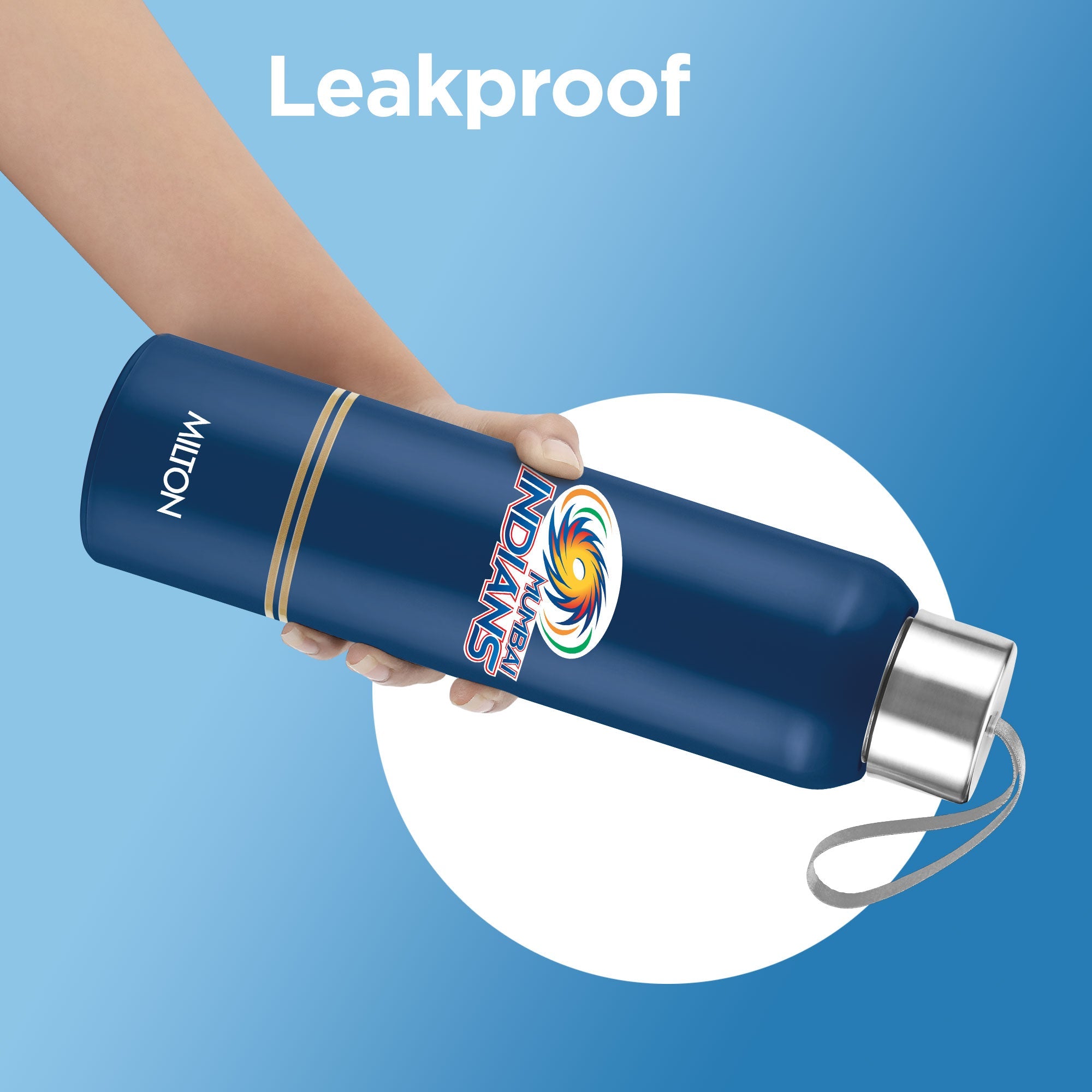 Sports Steel Halo UV Printing Water Bottle - Mumbai Indians (MI) - Milton