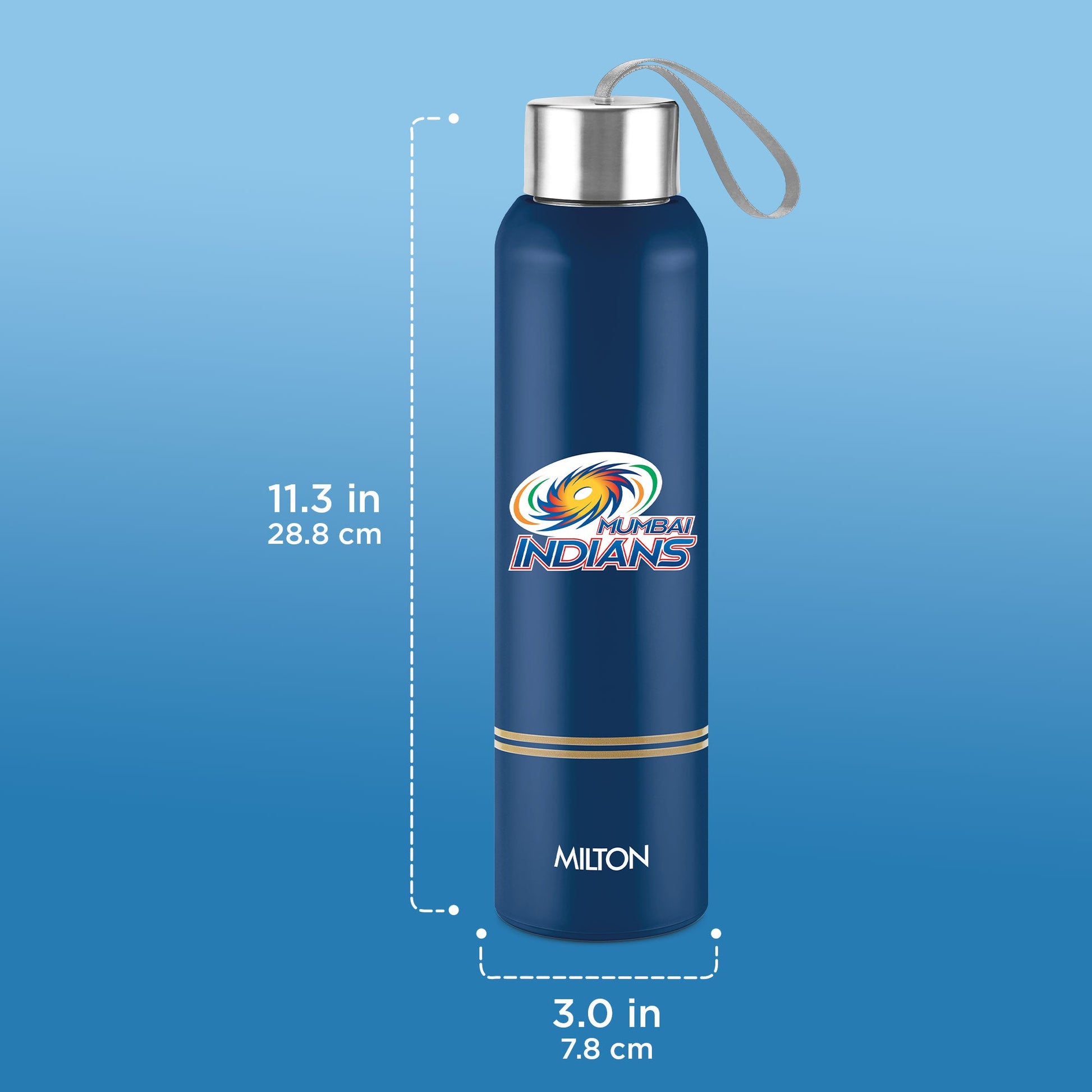 Sports Steel Halo UV Printing Water Bottle - Mumbai Indians (MI) - Milton