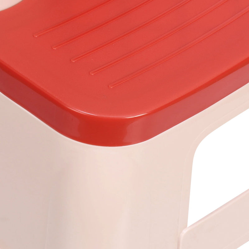 Nilkamal Step Stool 31 (Basket Beach /  Coral Red)