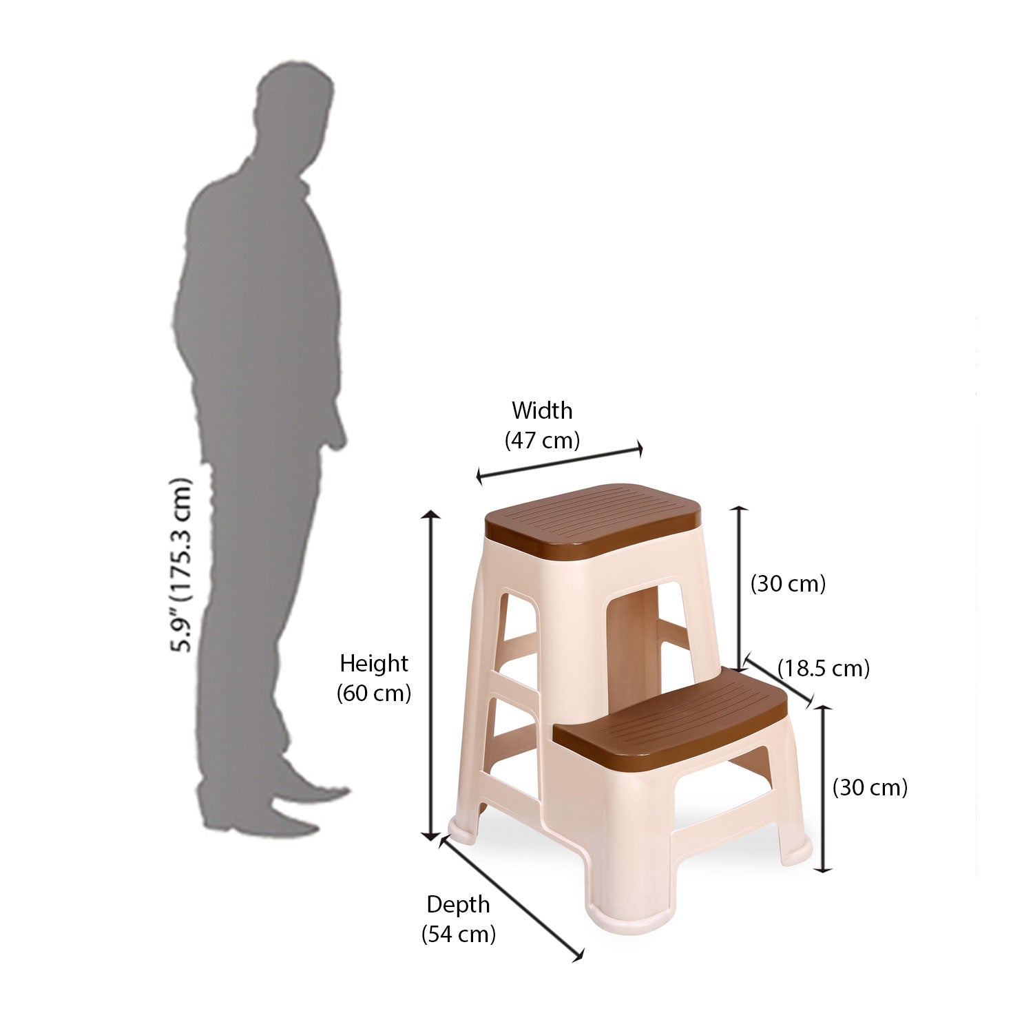 Nilkamal Step Stool 31 (Basket Beach /  Rattan Dark Beige)