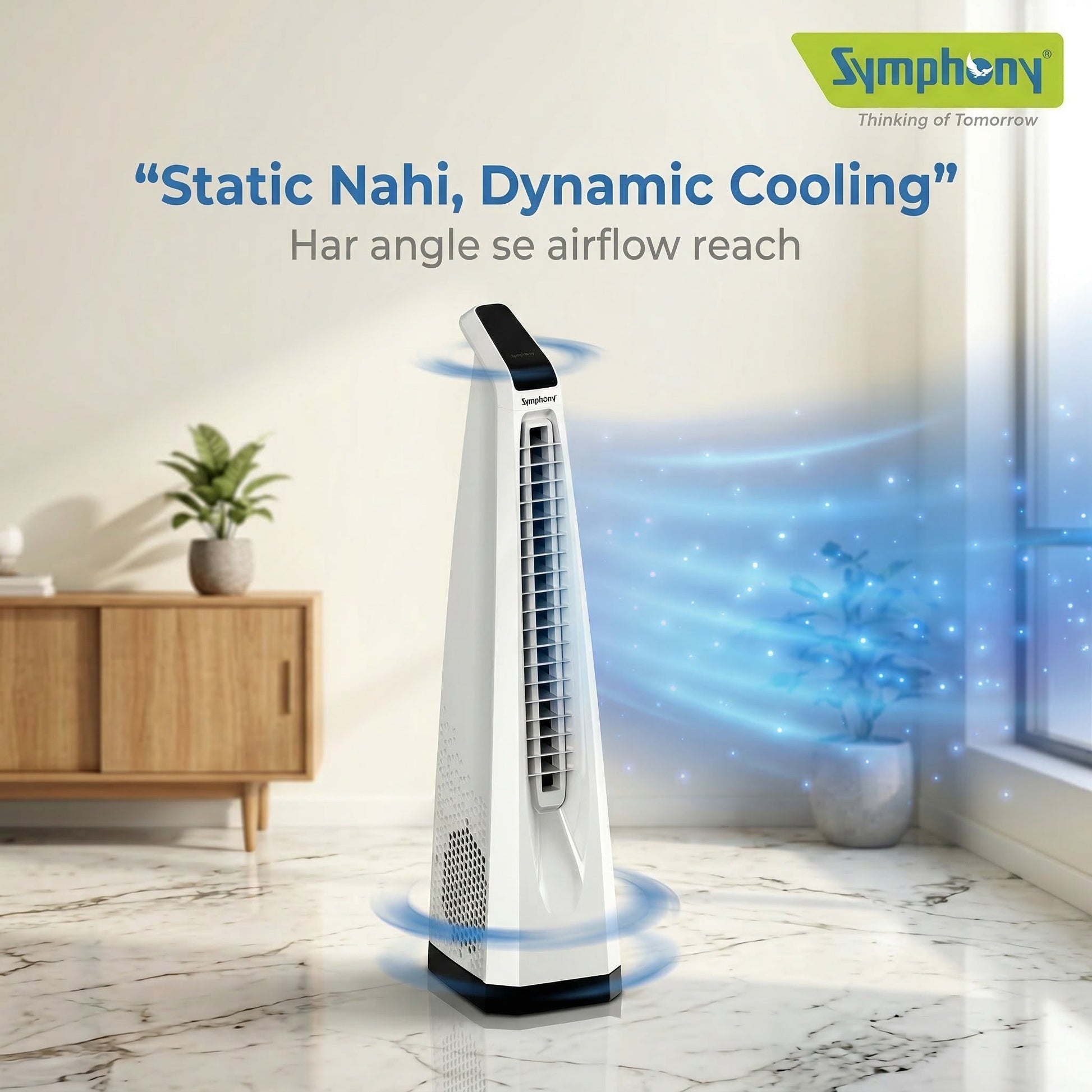 Surround-i Bladeless White | Tower Fan | Remote Control | Bladeless Turbo ThrowTM (BLTT) Technology