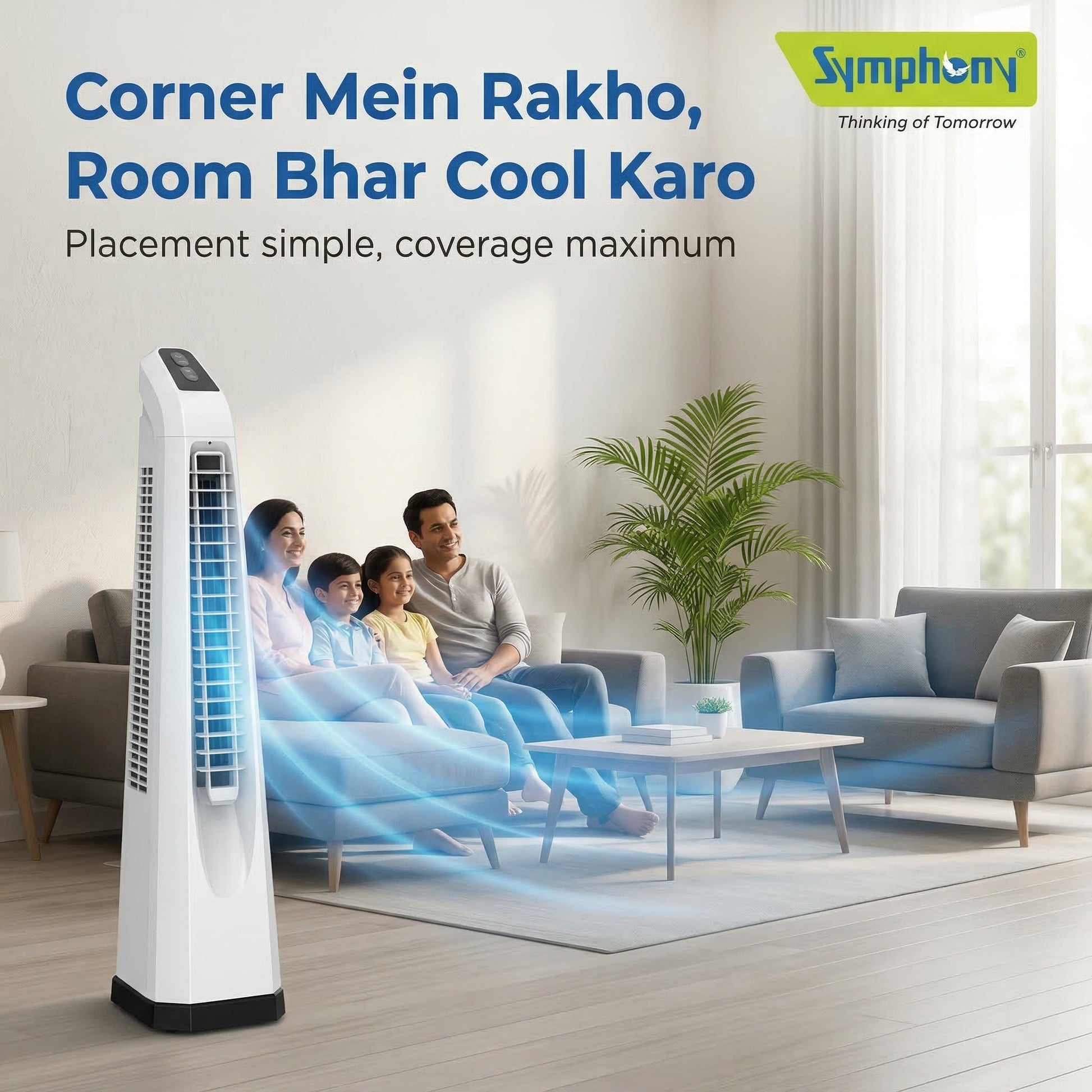 Surround-i Bladeless White | Tower Fan | Remote Control | Bladeless Turbo ThrowTM (BLTT) Technology