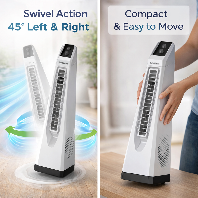 Surround JUNIOR | Tower Fan | Knob Control | Bladeless Turbo ThrowTM (BLTT) Technology