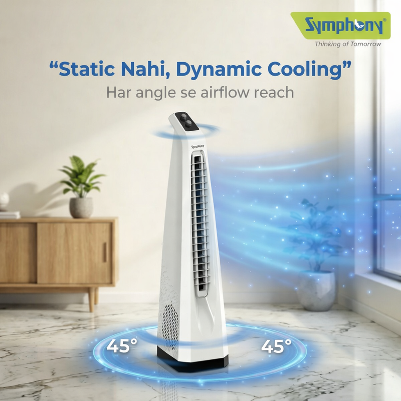 Surround White | Tower Fan | Knob Control | Bladeless Turbo ThrowTM (BLTT) Technology