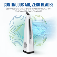 Surround Senior White Bladeless Tower Fan | Knob Control | Bladeless Turbo Throw (BLTT) Technology