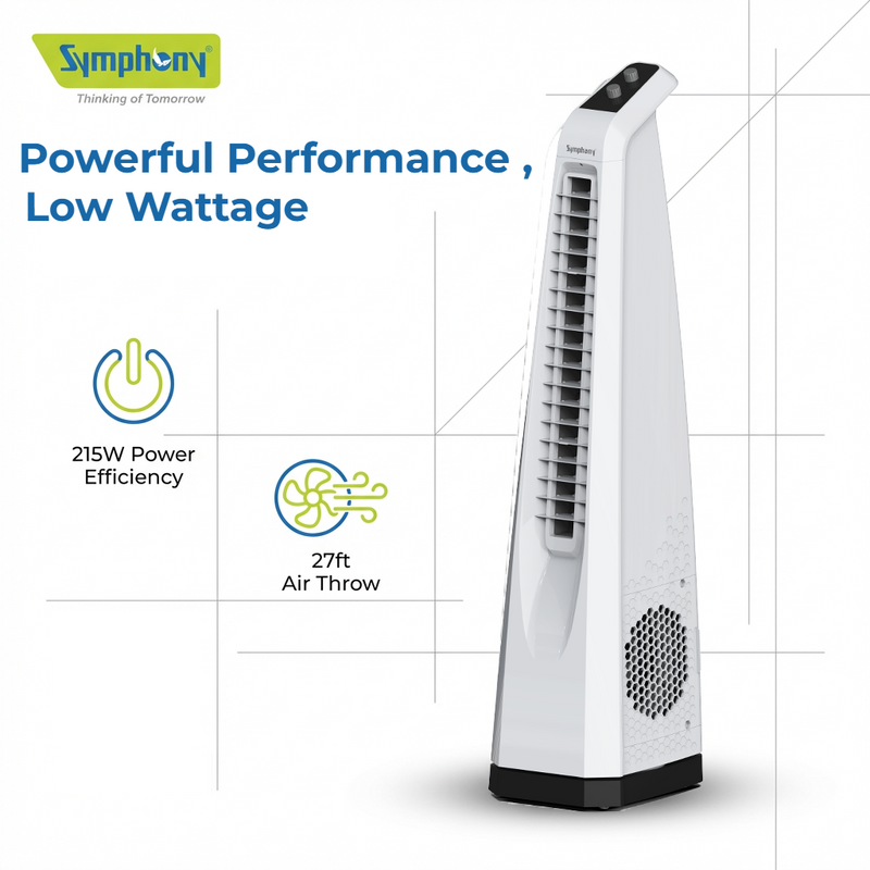 Surround Senior White Bladeless Tower Fan | Knob Control | Bladeless Turbo Throw (BLTT) Technology