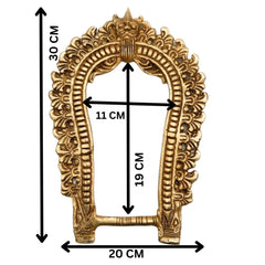 Brass Prabhavali Frame Arch Wall Hanging with Kirtimukha, Prabhawal & Prabhawali for Temple, Home Decor & Deity Backdrop | Traditional Brass Prabhavali for Pooja Room, Gold, 12 Inch, 1 Piece