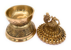 Brass Dhoop Dani, Peetal Sambrani Burner, Pital Agarbatti Stand, Pittal Dhoop Holder Idol, Traditional Indian Pooja Murti,Gold, 7 Inch, 1 Piece