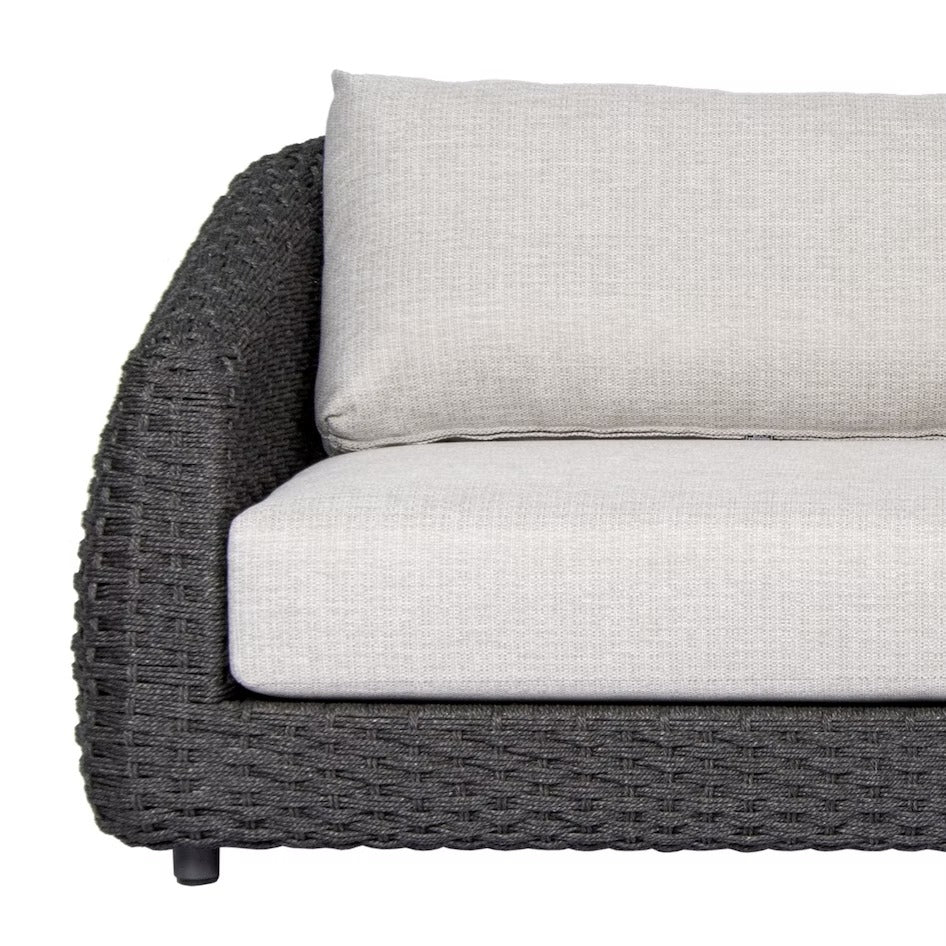 Deskoy Outdoor Garden Balcony Sofa Set 2 Seater, 2 Single seater and 1 Center Table Set, Braid & Rope (Black)