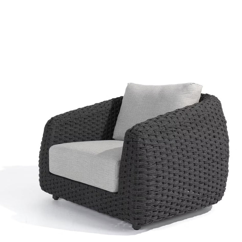 Deskoy Outdoor Garden Balcony Sofa Set 2 Seater, 2 Single seater and 1 Center Table Set, Braid & Rope (Black)
