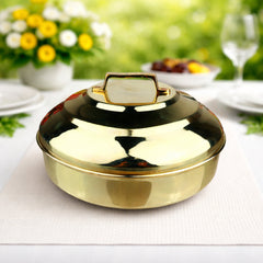Brass Prasad Box Peetal Naivedya Patra Pittal Pooja Dabba Mandir Bhog Offering Container Samarpan Prasadam Holder, Gold, 4.5 Inch, 1 Piece