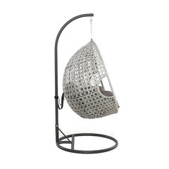 Luca Single Seater Hanging Swing With Stand For Balcony , Garden Swing (White)