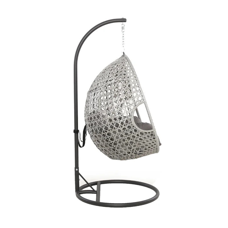 Luca Single Seater Hanging Swing With Stand For Balcony , Garden Swing (White)