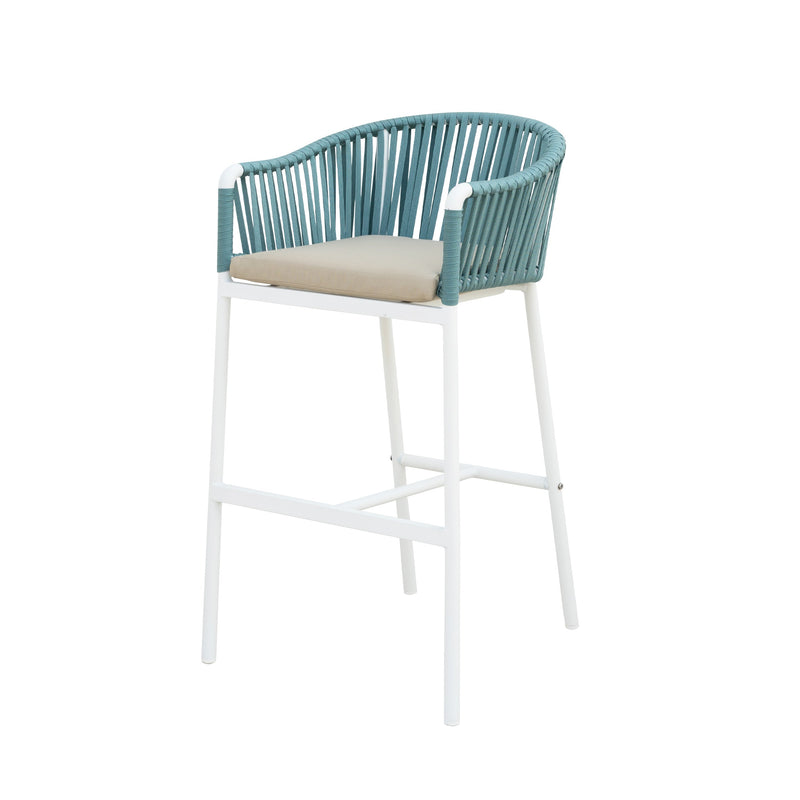 Hency Outdoor Patio Bar Chair 1 Chair for Balconey (Sky Blue) Braided & Rope