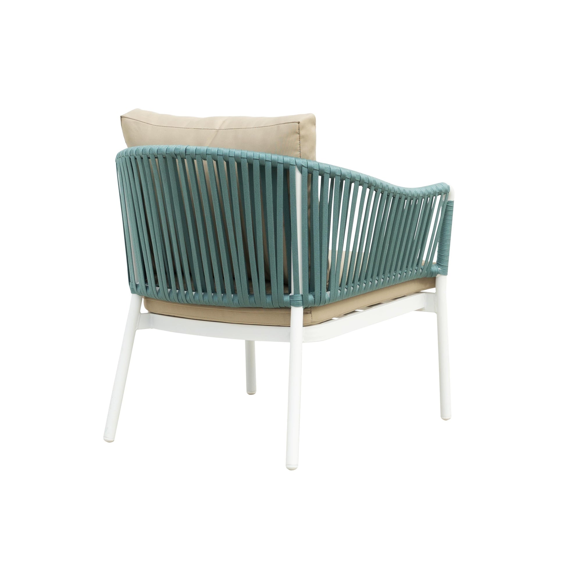 Furnixa Outdoor Garden Balcony Sofa Set 2 Seater, 2 Single seater and 1 Center Table Set, Braid & Rope (White + Blue)
