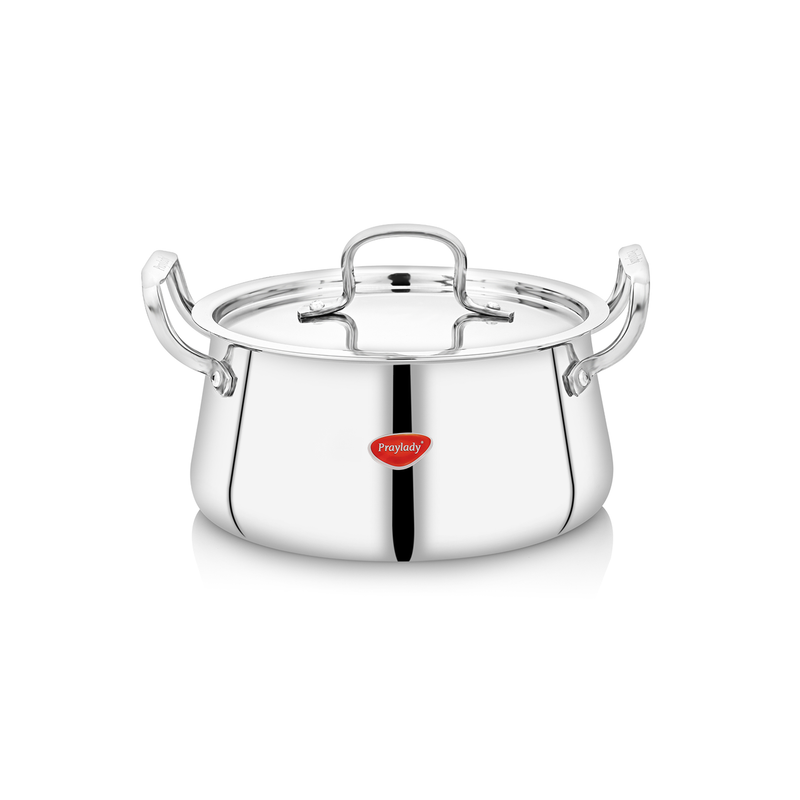 Praylady Triplus+ Pro Sara Casserole/Handi (16 cm, 18 cm & 20 cm) | Premium Cooking & Serving Handi | Ideal for Rice, Dal, Curries & Biryani