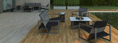 Alvery Outdoor Sofa Set 3 Seater, 2 Single seater, 1 side table and 1 Center Table (Grey + Black)