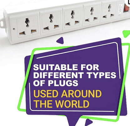 सोनाशी SES-605 5 वे एक्सटेंशन सॉकेट, AC 5 पोर्ट, 3 मीटर केबल/सफ़ेद/ओवर लोड प्रोटेक्शन