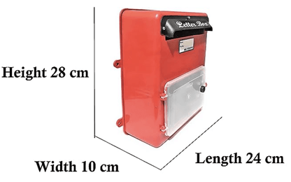 Plastic Wall Mounted Letter Box with Openable Door in Front (30 x 18 x 10 cm, Red)