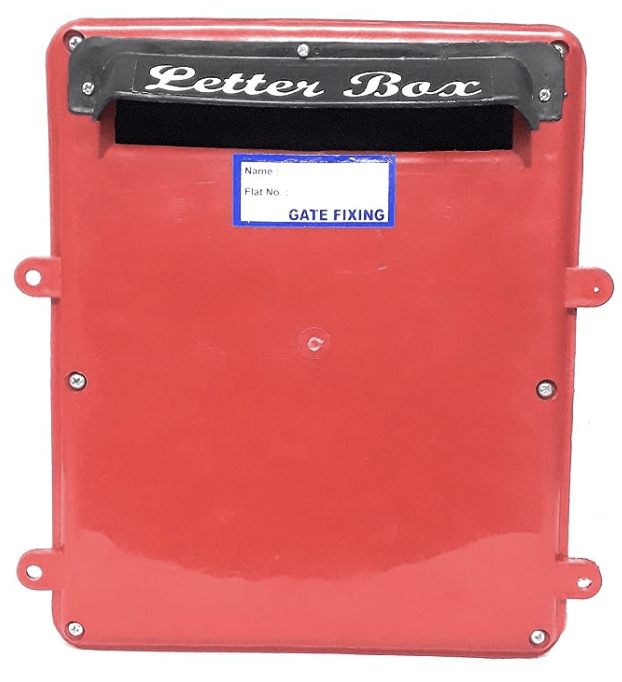 Plastic Fixing Opening Door at Back Type Letter Box for Home and Office Comes with Lock and Key, Red