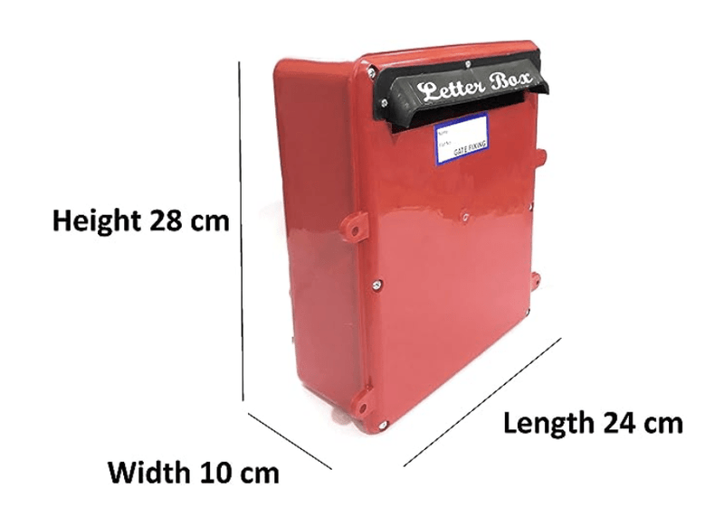Plastic Fixing Opening Door at Back Type Letter Box for Home and Office Comes with Lock and Key, Red-2