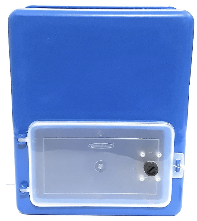 Plastic Door at Back Gate Fixing Type Milk Box for Home and Office with Lock and Key, Blue-2
