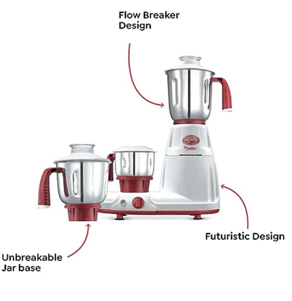 Prestige Deluxe LS 750-Watt Mixer Grinder (White and Red)