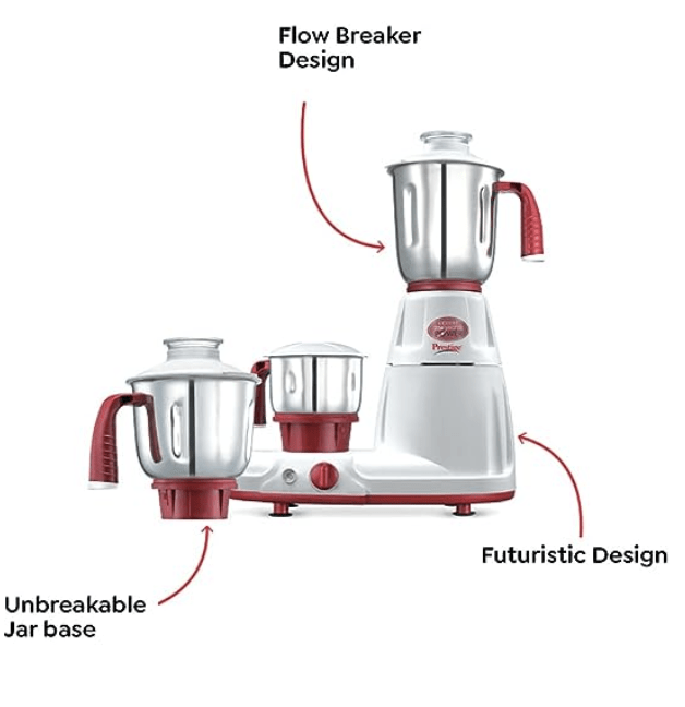 Prestige Deluxe LS 750-Watt Mixer Grinder (White and Red)-2