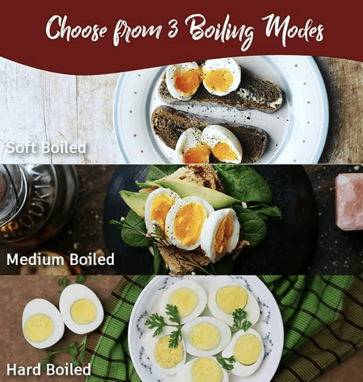 6 முட்டை வேட்டைக்காரர்களுடன் கூடிய வொண்டர்செஃப் கிரிம்சன் எட்ஜ் உடனடி மின்சார முட்டை பாய்லர்|3 கொதிக்கும் முறைகள், மென்மையான, நடுத்தர, கடினமான| சிவப்பு| 2 வருட உத்தரவாதம் 