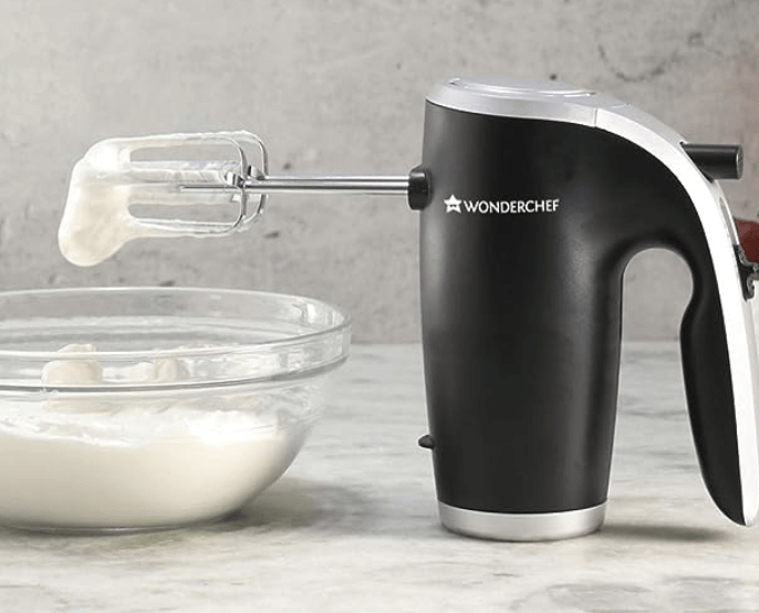wonderchef onyx 5 speed electric hand mixer 300w powerful silent copper motor i adjustable slow speed start i hand blender stainless steel whisk beaters and dough hooks 1 year warranty whisk