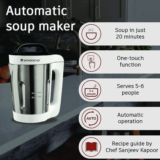 Wonderchef - 63152446 Automatic Soup Maker 800-Watt (White and Steel)