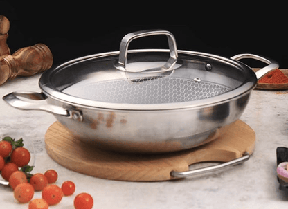Wonderchef Stanton 28 cm Non-Stick Kadhai/Kadai with Lid - 3.4 Litre | 3 ply Steel
