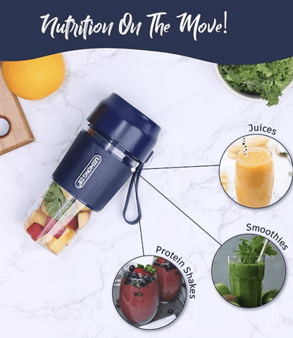 Wonderchef Nutri-Cup Portable Blender | USB Charging | Smoothie Maker | SS Blades | Battery Operated Rechargeable Blender | 300ml | Compact Size | Blue in Built jar