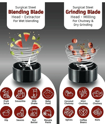 Wonderchef Nutri-blend BOLT Mixer, Grinder, Blender & Smoothie Maker | Extra Powerful 600W 22000 RPM 100% Full Copper Motor | Stainless steel Blades | 2 unbreakable jars with Sipper lid | 2 Year warranty | Recipe book by Chef Sanjeev Kapoor | Black