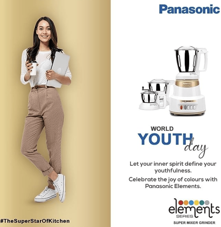 Panasonic MX-AV325MG 600w 3 Jar Mixer Grinder (Marble Gold)