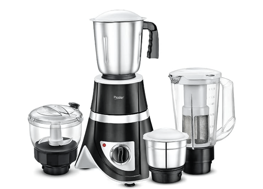Prestige 750 Watts GEN-Z All Purpose Juicer Mixer Grinder with 4 Jars (1500 ml, 1500 ml, 500 ml)|Kneading,Chopping,Juicer,Grinder Jars|2 years warranty|(Black)